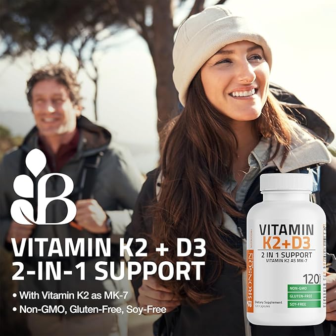 Bronson Vitamin K2 D3 Supplement Non-GMO Formula Vitamin D3 5000IU & 90 mcg K2 - Image 3