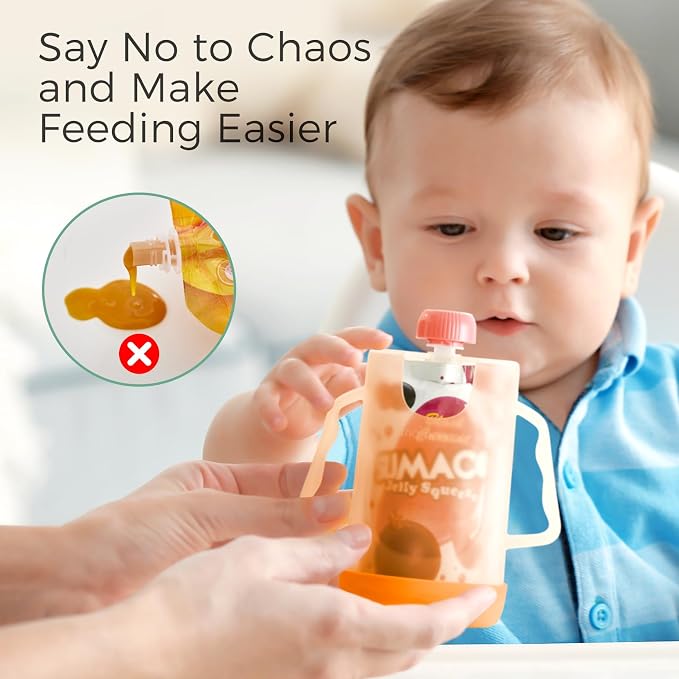 Momcozy Baby Pouch Holder No Squeeze, Baby Food & Juice Box Holder, Easy Grip - Image 4