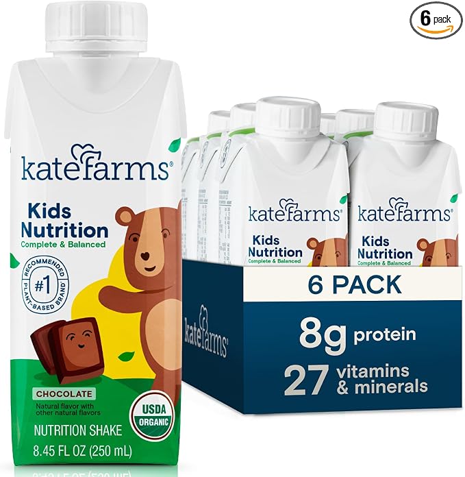 KATE FARMS Organic Kids Nutrition Chocolate Shake, 8g Protein, 27 Vitamins and by KateFarms
