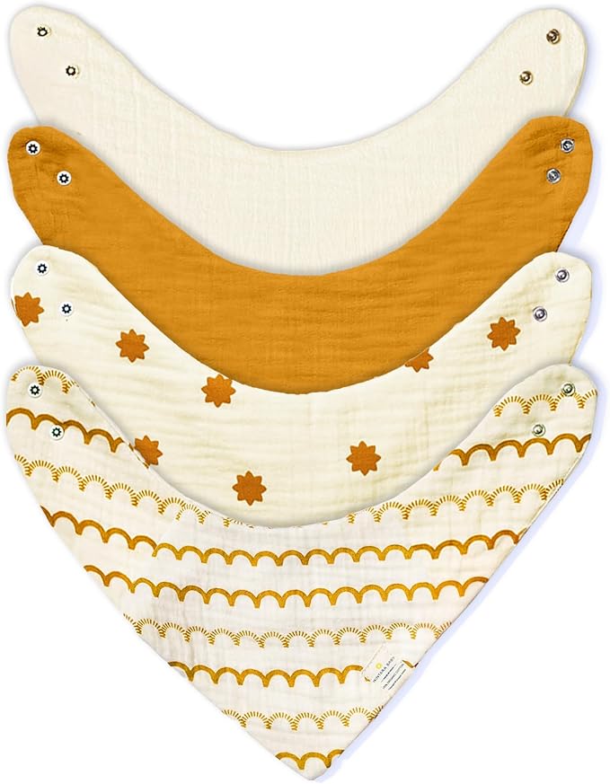Bandana Bibs - 100% Organic Premium Muslin Cotton, 7-Layers by NINTARABABY