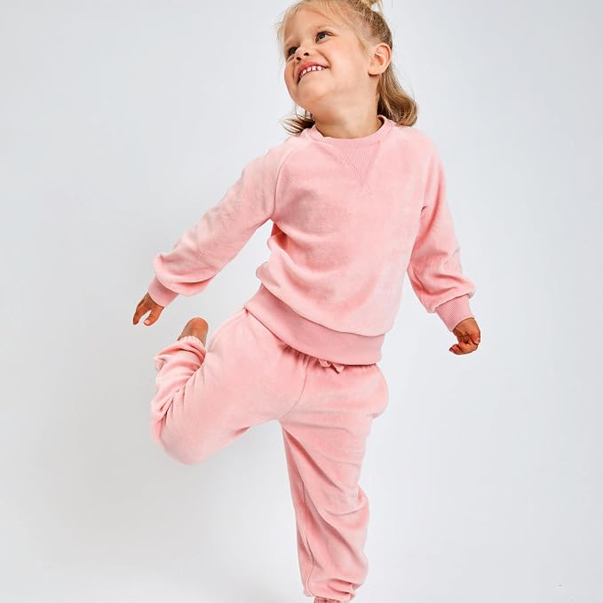 HonestBaby Baby 2-Piece Cozy Velour 100% Organic Cotton Sweatshirt and Jogger - Image 2