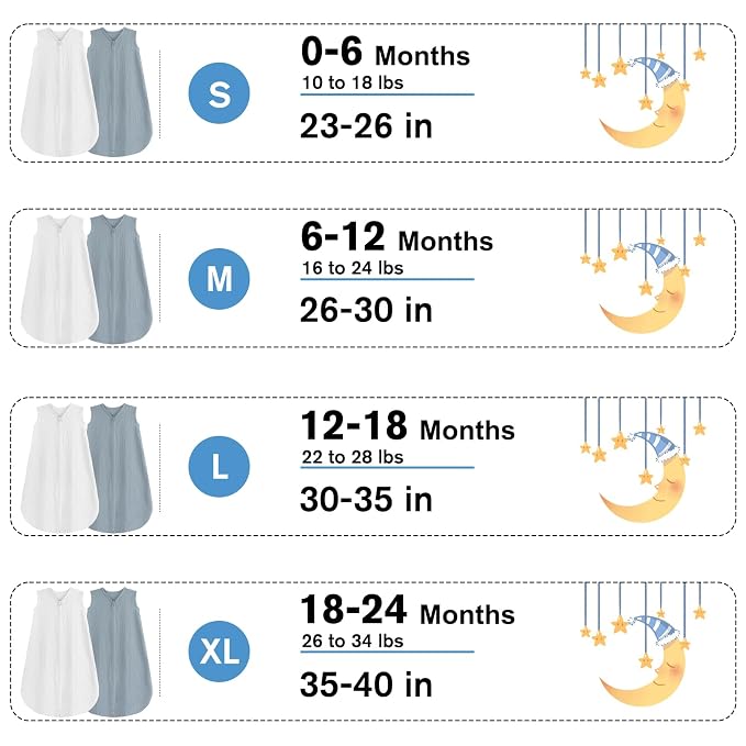 2 Pack Baby Sleep Sack 12-18 Months 100% Organic Cotton Muslin Baby Sleeping - Image 5