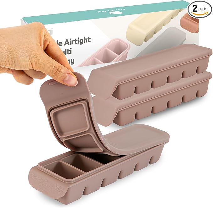 Silicone Freezer Trays with Lid, 2ea 1oz 6 Section-Leak Proof Silicone Freezer by FIRGI-FirstGift