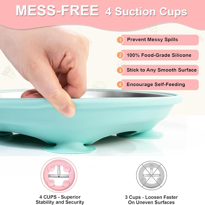 Bella's Friends Stainless Steel Toddler Plates Silicone Suction, 3 Packs - Image 6