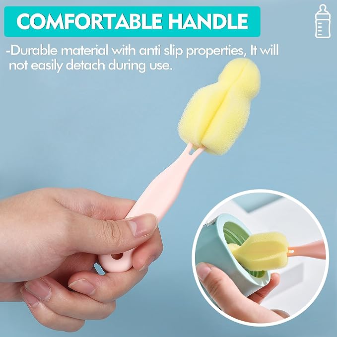 Sponge Bottle Brush 12 PCS Sponge Nipple Brushes Baby Bottle Nipple Cleaning - Image 6