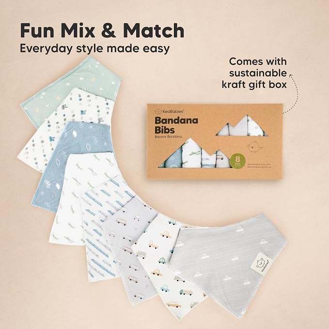 8-Pack Organic Baby Bandana Bibs - Image 9