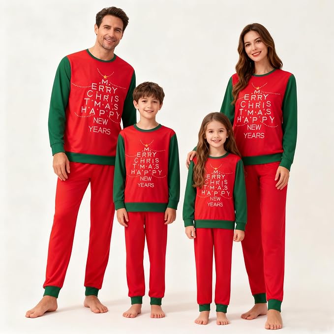 Awoscut Christmas Family Matching Pajamas Christmas Pjs Holiday Nightwear - Image 3