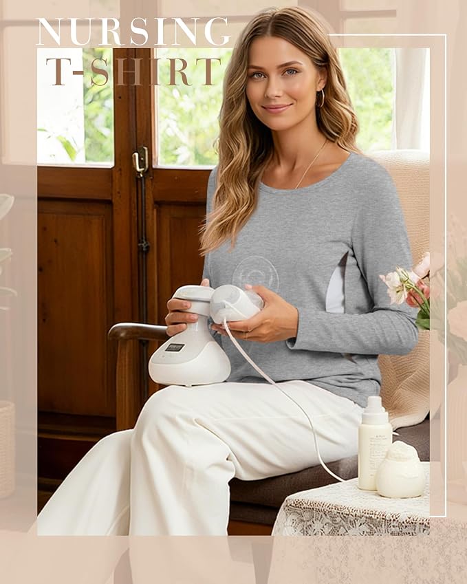 4 Pack Women's Cotton Nursing Tops, Breastfeeding Maternity - Image 2