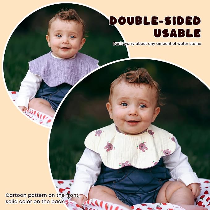 Baby Bibs Muslin Bibs for Baby Girl Boy for Drooling and Teething 10 Pack - Image 5