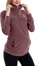 GINKANA Maternity Women's Long Sleeve Shirt Half Zipper Lapel Lightweight by GINKANA