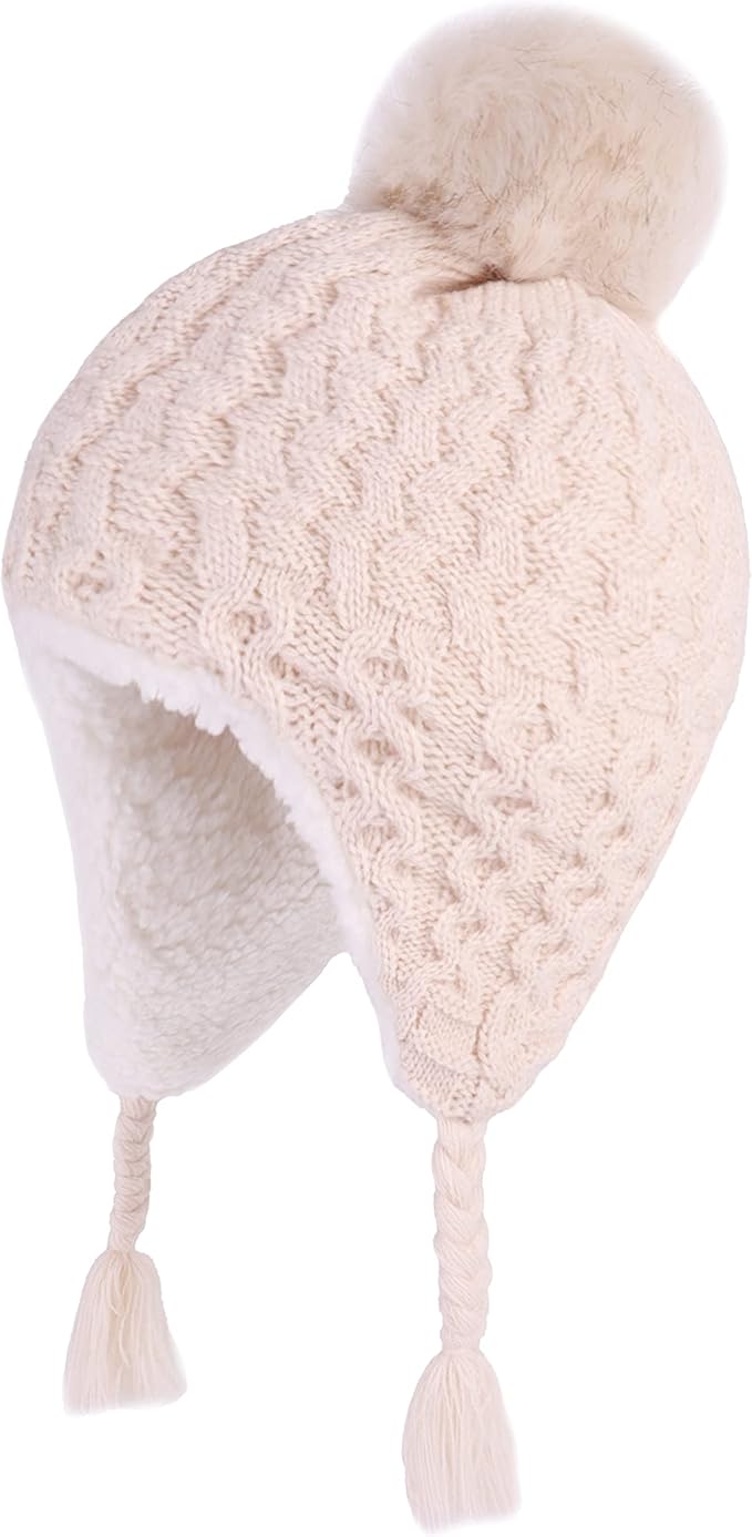 LANGZHEN Toddler Kids Infant Winter Hat, Earflap Knit Warm Cap Fleece Lined by LANGZHEN