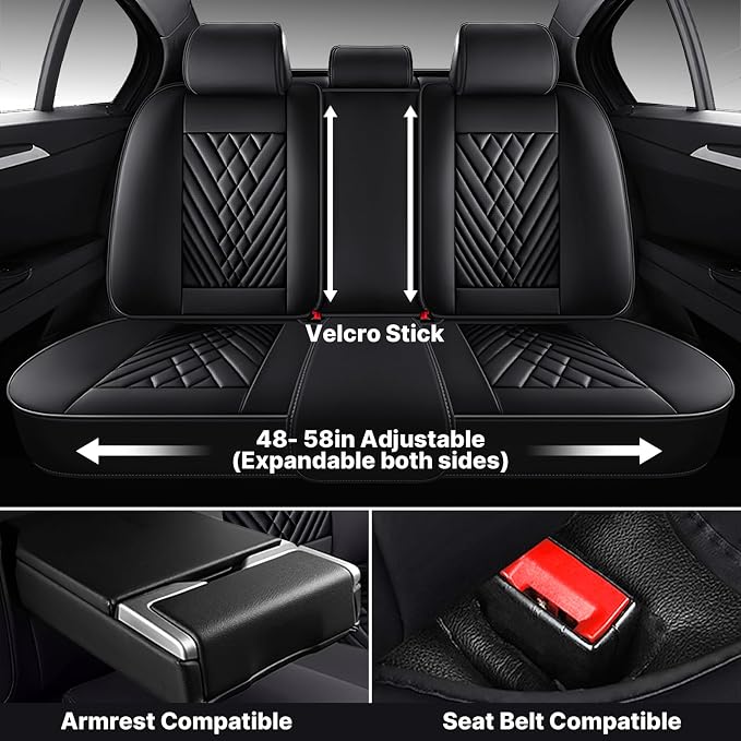 Car Seat Cover Full Set, Waterproof Leather Seat Cover, Front and Rear Auto - Image 4