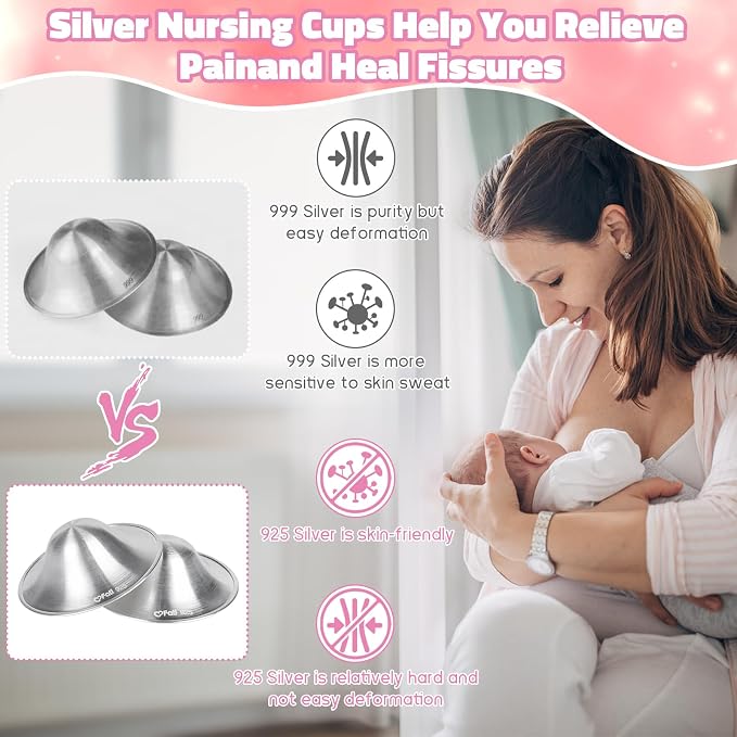 The Original Silver Nursing Cups, Nipple Covers - Image 6