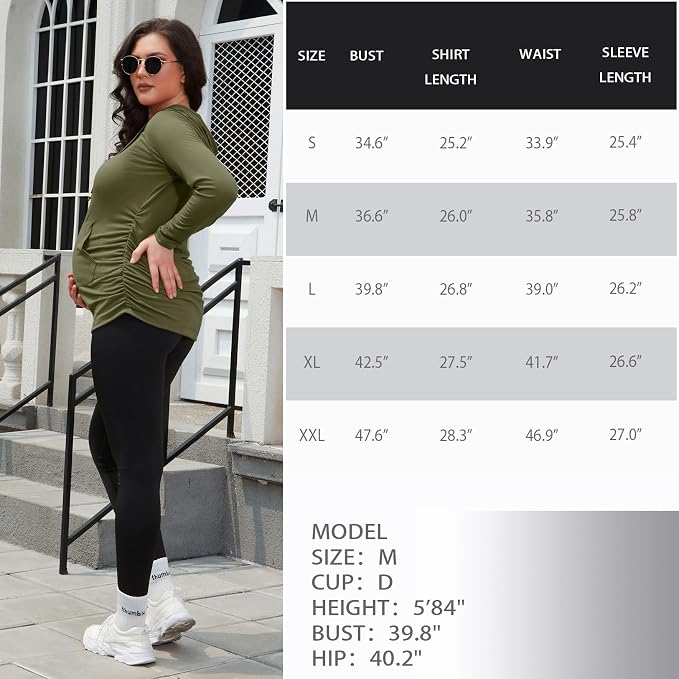 GINKANA Maternity Hoodie Long Sleeves Shirts Casual Maternity Top Pregnancy - Image 8