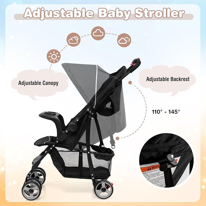 Baby Joy Lightweight Stroller, Compact Toddler Travel Stroller - Image 3