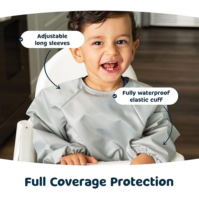 Tiny Twinkle Long Sleeve Bib for Babies & Toddlers – 2 Pack Waterproof Smock - Image 6