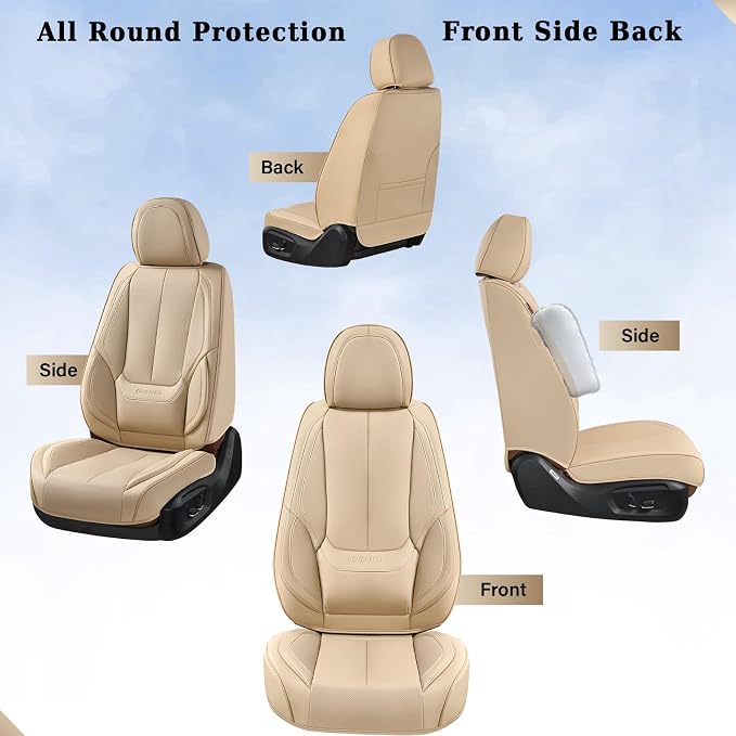 Coverado Car Seat Covers Full Set, Car Seat Protector Waterproof, Nappa Leather - Image 5