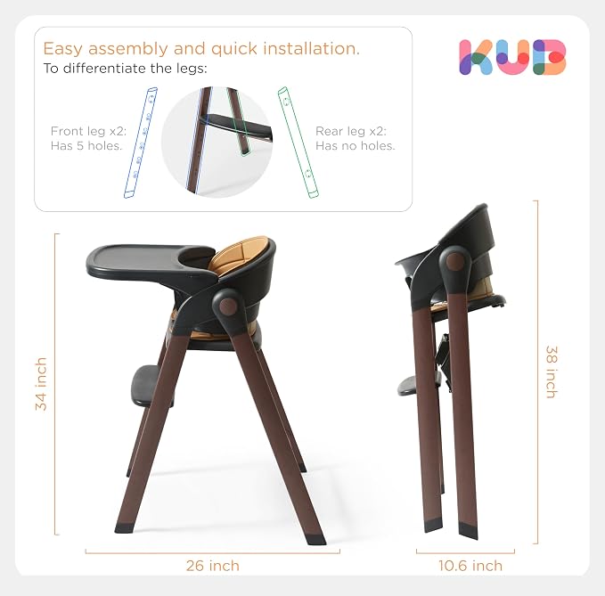 KUB High Chair for Babies and Toddlers Adjustable Foldable Convertible 5 Point - Image 7