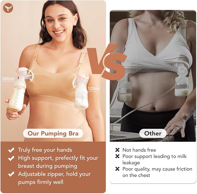 Pumping Bra Hands Free Zip Opening Design Seamless Nursing Bras - Image 3