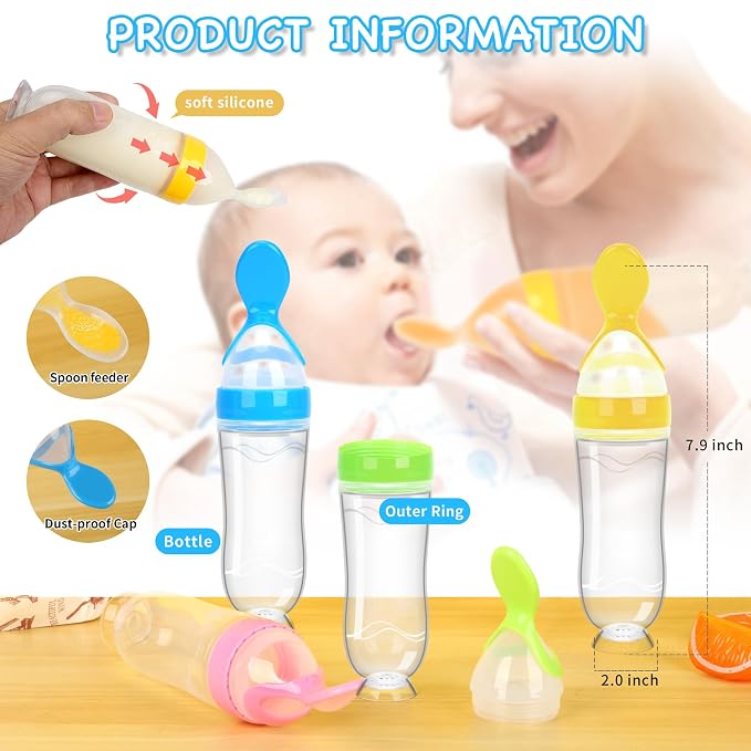 Baby Food Feeder 4 Pack Silicone Baby Food Dispensing Spoon-WAJIAYON, 3 oz - Image 3