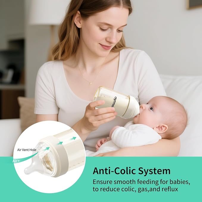 PPSU Natural Baby Bottle with Medium Flow Nipple, Anti-Colic, Wide Neck - Image 8