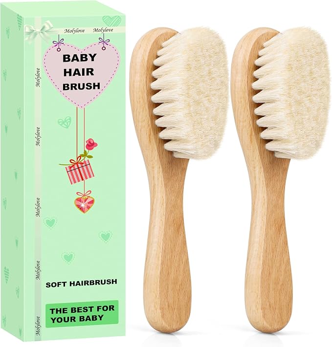 Baby Hair Brush, Wooden Baby Hair Brush by Molylove