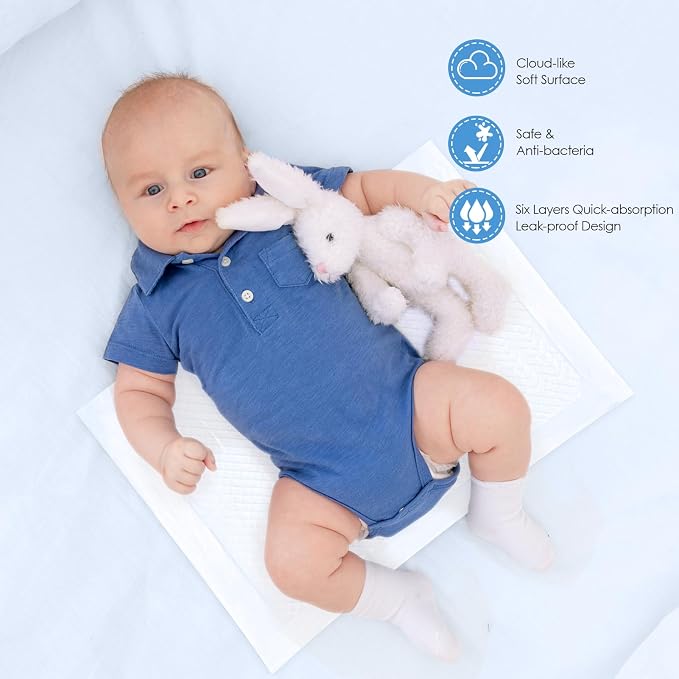 Disposable Changing Pads for Baby, 100 Pack 13 x 18 in Disposable Changing Pad - Image 2