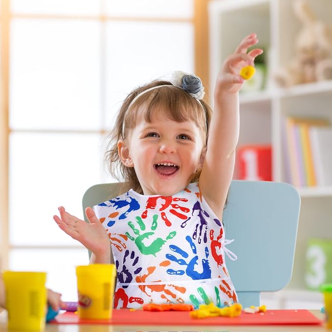 SATINIOR 2 Pieces Kids Art Smock Toddler Apron Waterproof Painting Artist Apron - Image 4