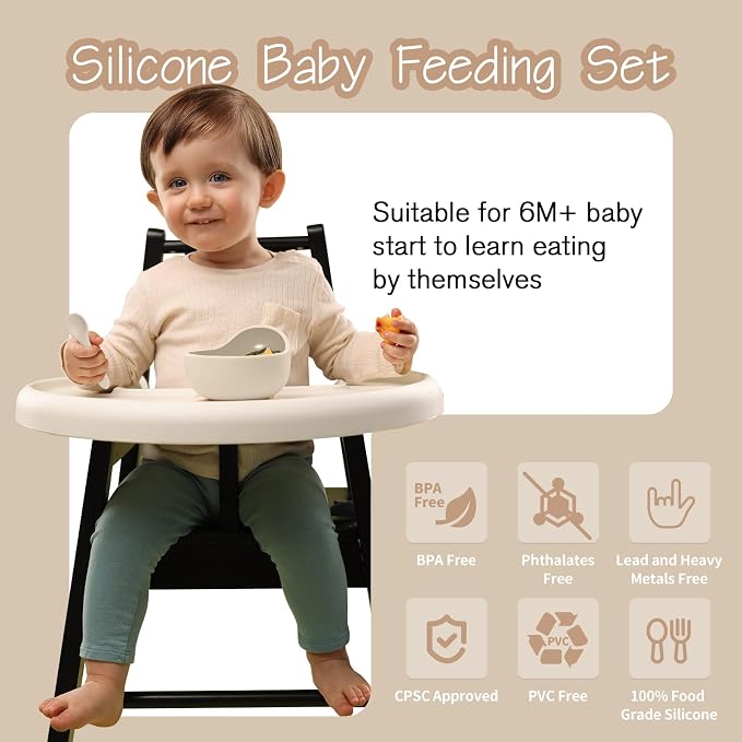 Baby Led Weaning Supplies, 8 Piece BPA-Free Silicone Feeding Set, Silicone - Image 3