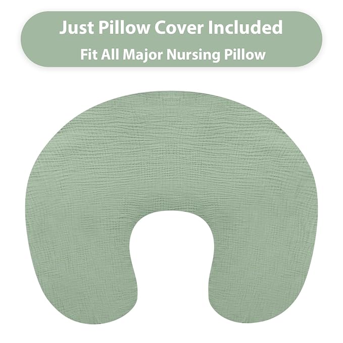 Hooyax Muslin Nursing Pillow Cover, Soft Breathable Feeding Slipcover - Image 2
