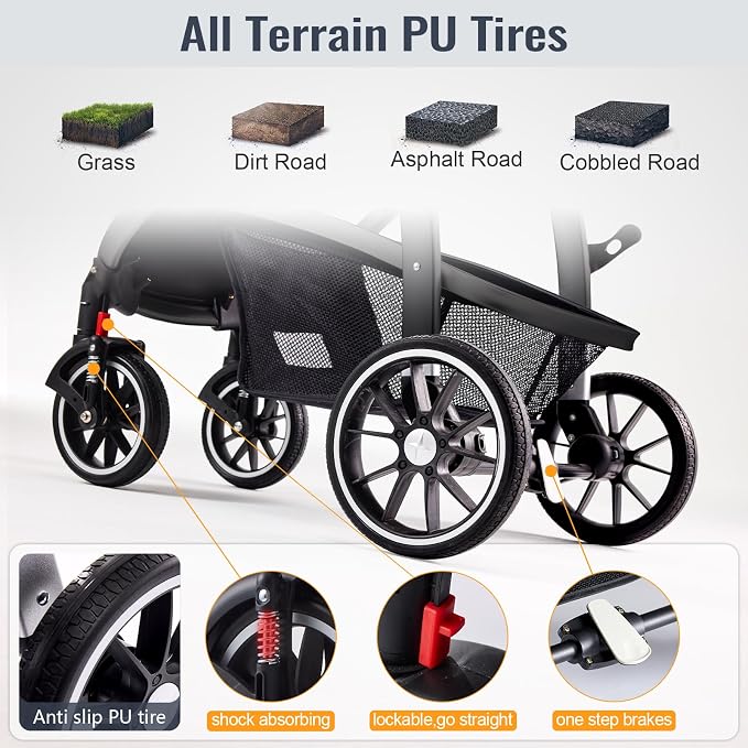 Baby Stroller, 2-in-1 Reversible Toddler Seat - Image 5