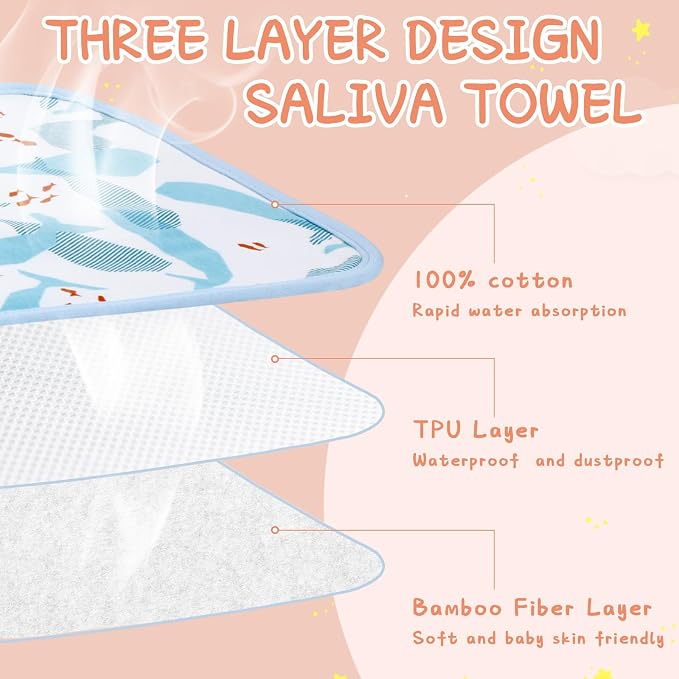 Newwiee 5 Pcs Large Towel Bib Toddler - Image 4