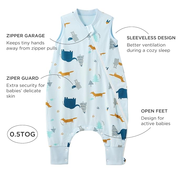 Duomiaomiao 2 Pack 0.5 TOG Toddler Sleep Sack 24-36 Months 100% Cotton - Image 4