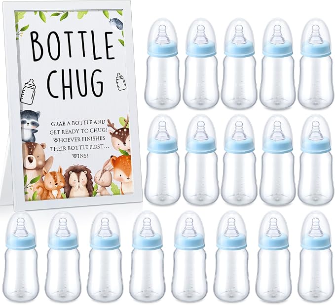 Roowest Bottle Chug Baby Shower Game Favors Including Woodland Animal Theme by Roowest