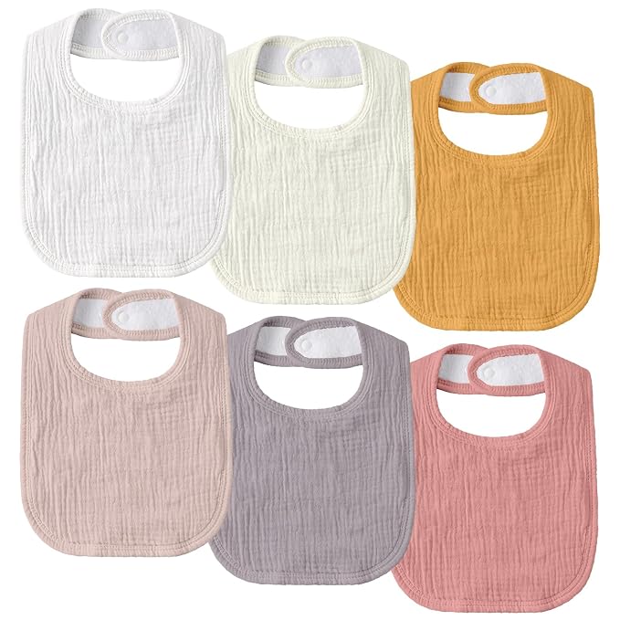 GLLQUEN BABY Muslin Drool Bibs for Boys Girls 6 Pack, Adjustable Baby Bibs for - Image 9