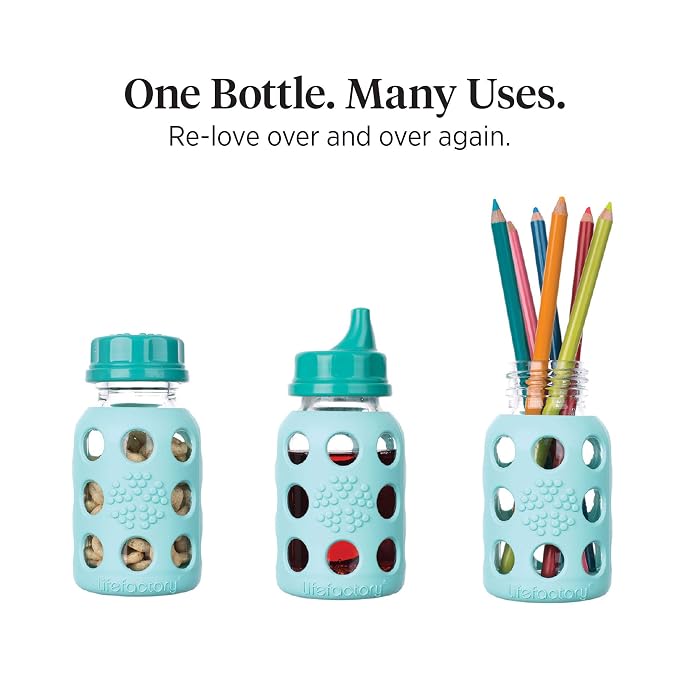 Lifefactory Baby Bottle Starter Set 12-Piece | 4 oz Mint & Blanket, 9 oz Kale & - Image 3