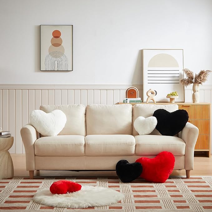 EastTree Heart Pillows, Love Throw Pillows Gifts, Ultra Soft Faux Rabbit Fur - Image 4