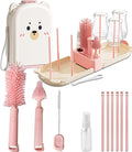 Pink Travel Baby Bottle Cleaner Kit – 6-in-1 Portable Brush Set by Detsuk