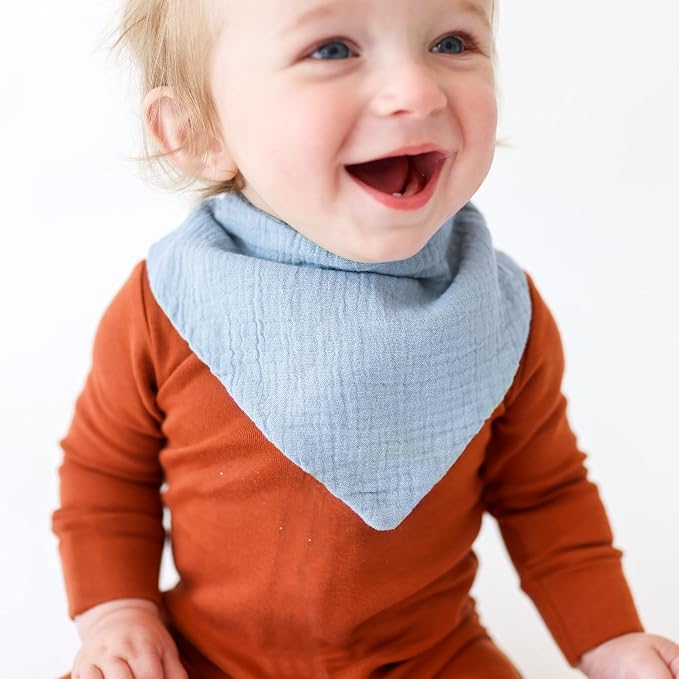 Konssy Muslin Baby Bibs 10 Pack Baby Bandana Drool Bibs 100% Cotton - Image 3