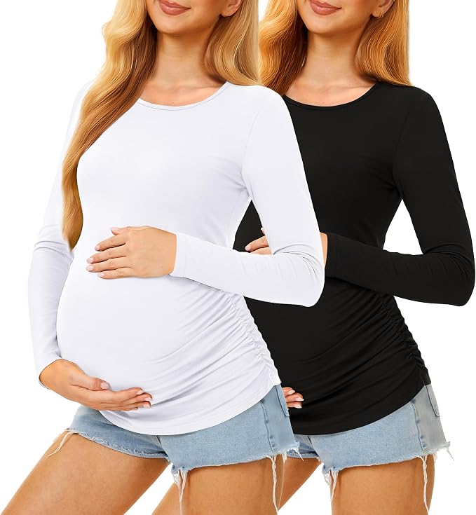Maternity Shirts Long Sleeve Pregnancy Top by MIRAZEN