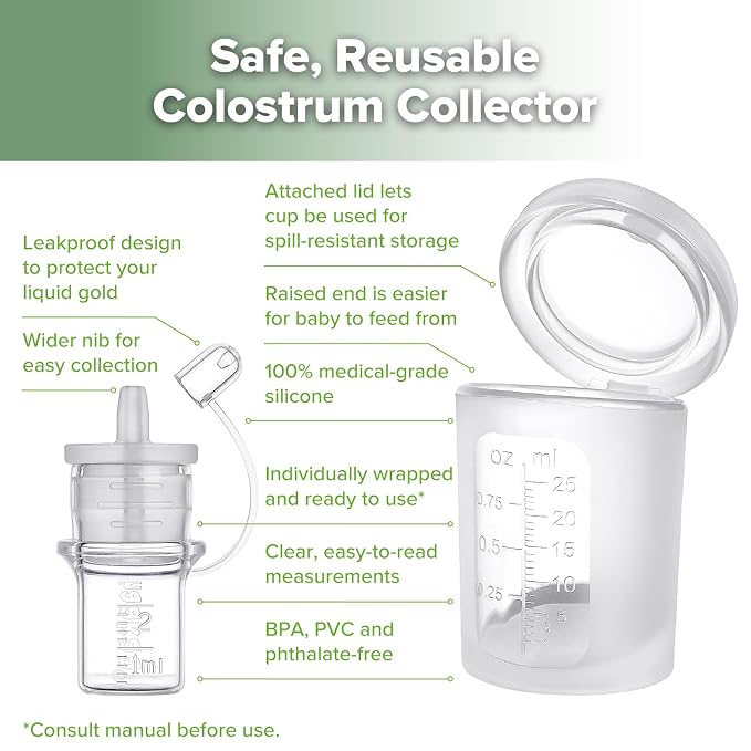 haakaa Colostrum Collectors 2ml/6pcs & Lidded Feeding Cup 25ml/1pc Set - Image 4