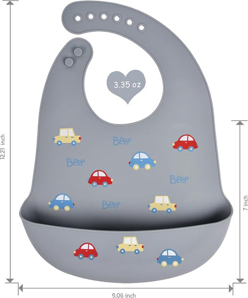 2 Pack Silicone Baby Bibs Adjustable Fit Waterproof Bib - Image 2