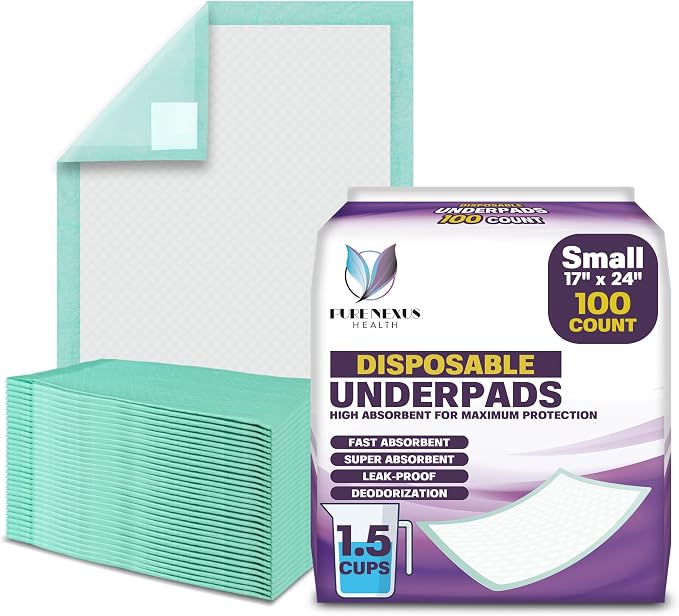 Disposable Bed Pads for Adults 17 x 24 by PureNexusHealth
