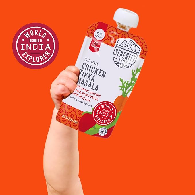 Serenity Kids 6+ Months Chicken Tikka Masala Baby Food Puree Pouches - Image 6