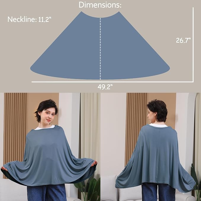 Nursing Cover for Breastfeeding, 360°Full Coverage Nursing Poncho, Rayon Soft & - Image 3