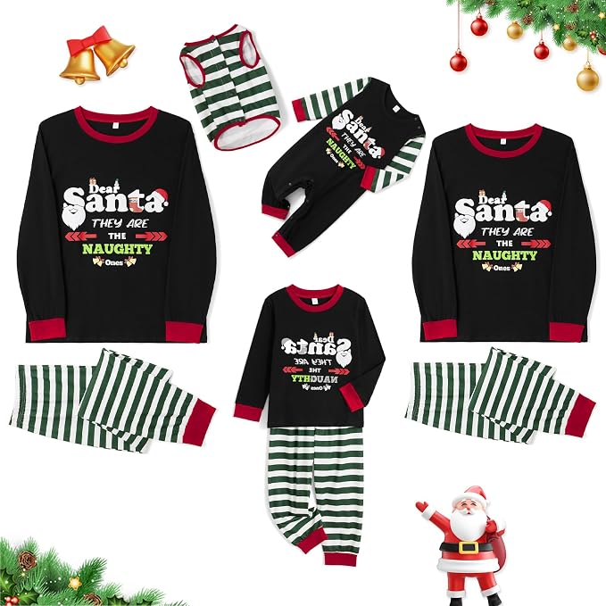 Awoscut Christmas Family Matching Pajamas Christmas Pjs Holiday Nightwear - Image 6