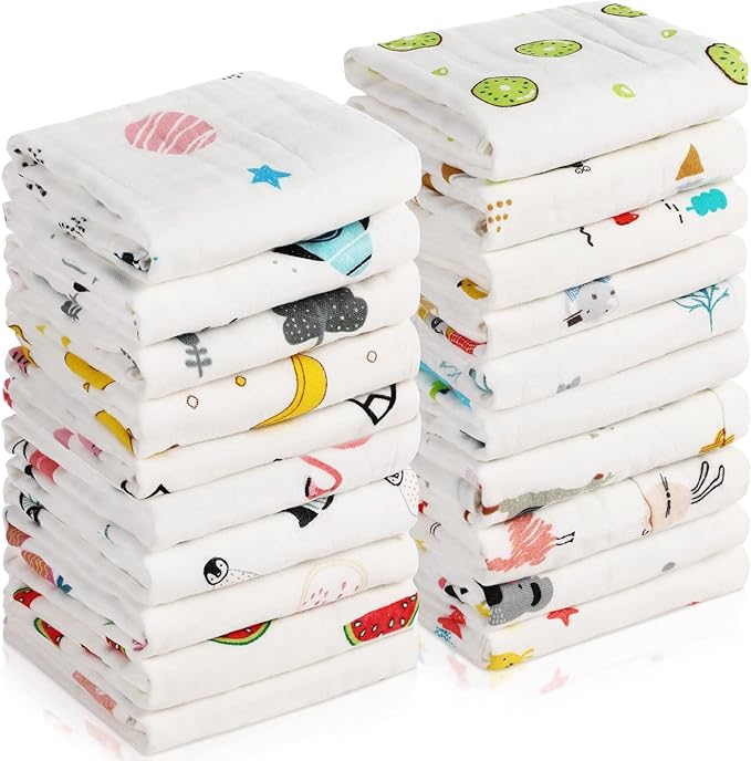 Chumia 20 Pack Muslin Baby Burp Cloths Large 20 x 10 Inches Cotton Baby Burp by Chumia
