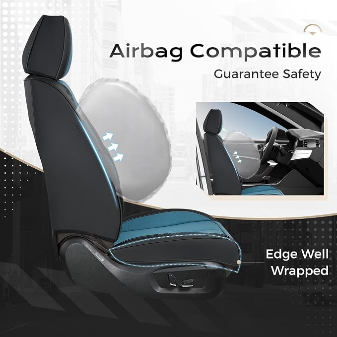 Coverado Car Seat Covers Full Set, Car Seat Protector Waterproof, Nappa Leather - Image 4