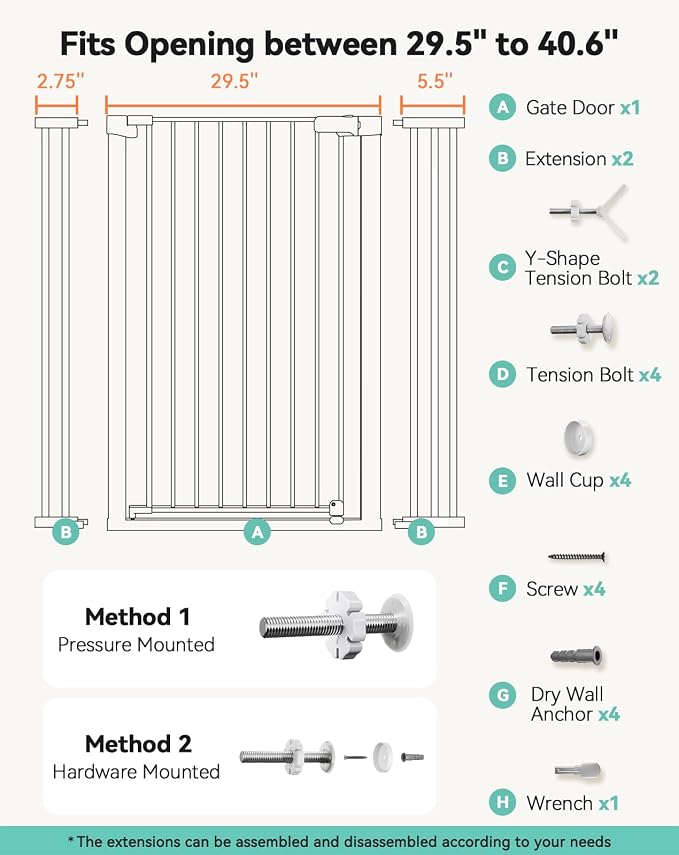 COMOMY 42" Extra Tall Baby Gate - Image 8