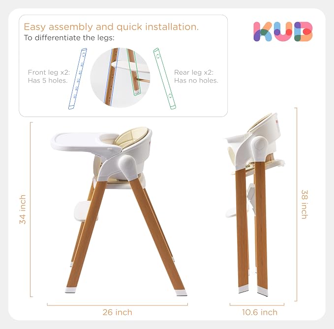 KUB High Chair for Babies and Toddlers Adjustable Foldable Convertible 5 Point - Image 7